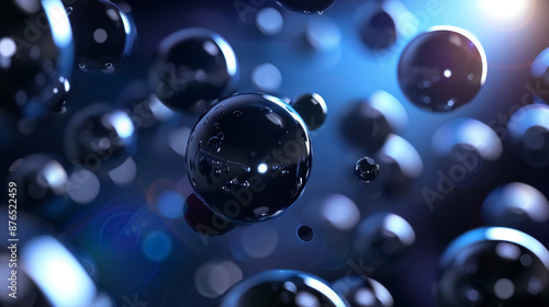 abstract 3d bubble visualization in blue tones with dynamic lighting
