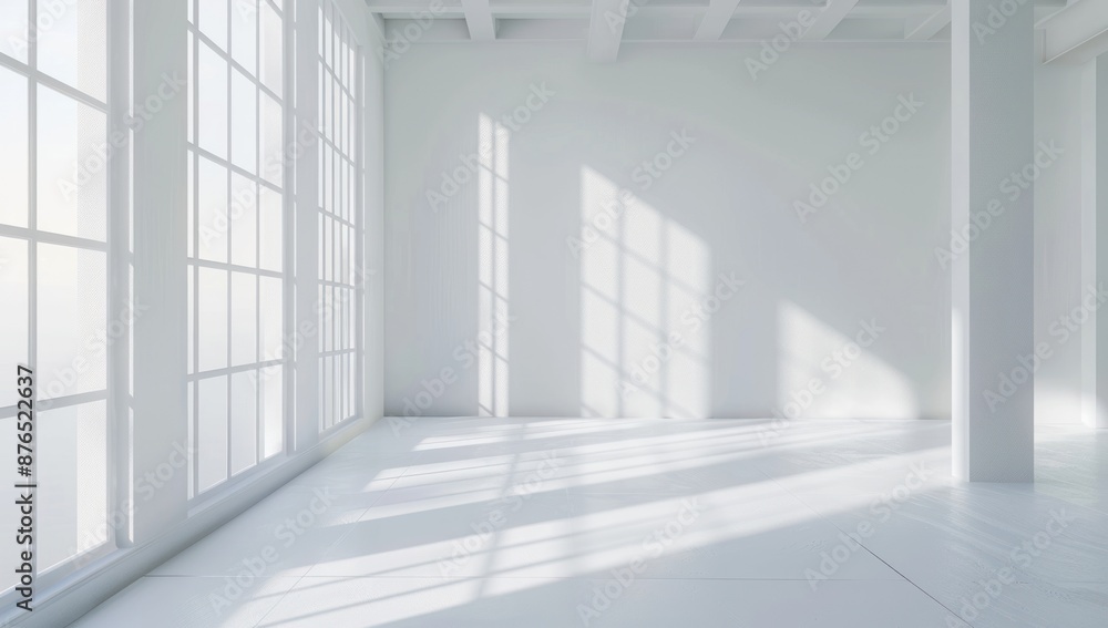 Fototapeta premium Sunlit Interior Design with White Walls
