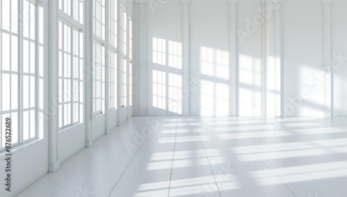 Sunlight Streaming Through Windows in a White Room © diwek