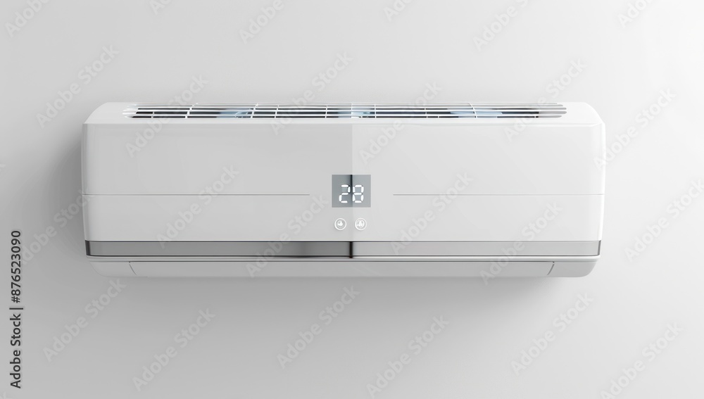 Modern White Air Conditioner Unit Mounted on a Wall Modern White Air Conditioner Unit Mounted on a Wall