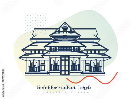 Vadakkunnathan Shiva Temple - Thrissur - Stock Illustration