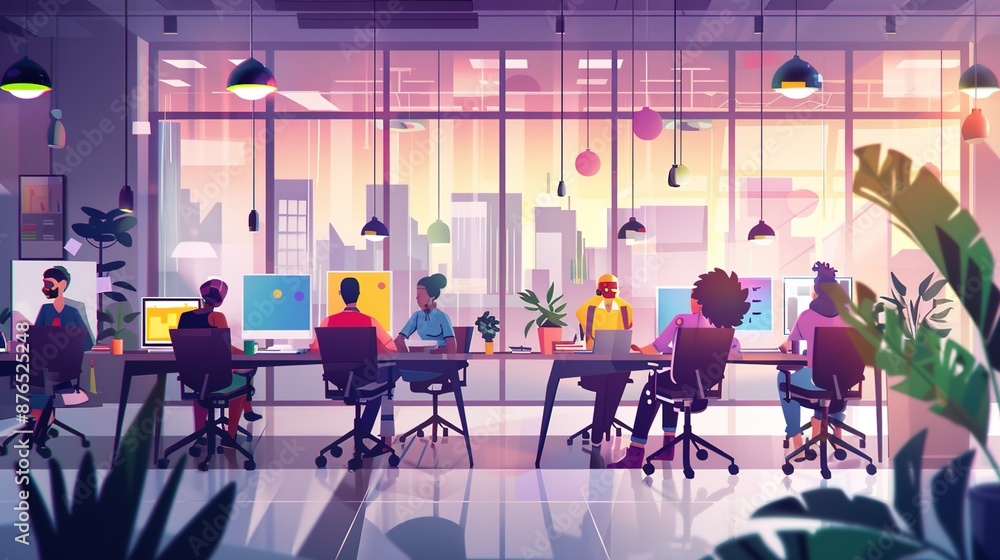Fototapeta premium Embracing Diversity: A Multicultural Office Team Working in Harmony