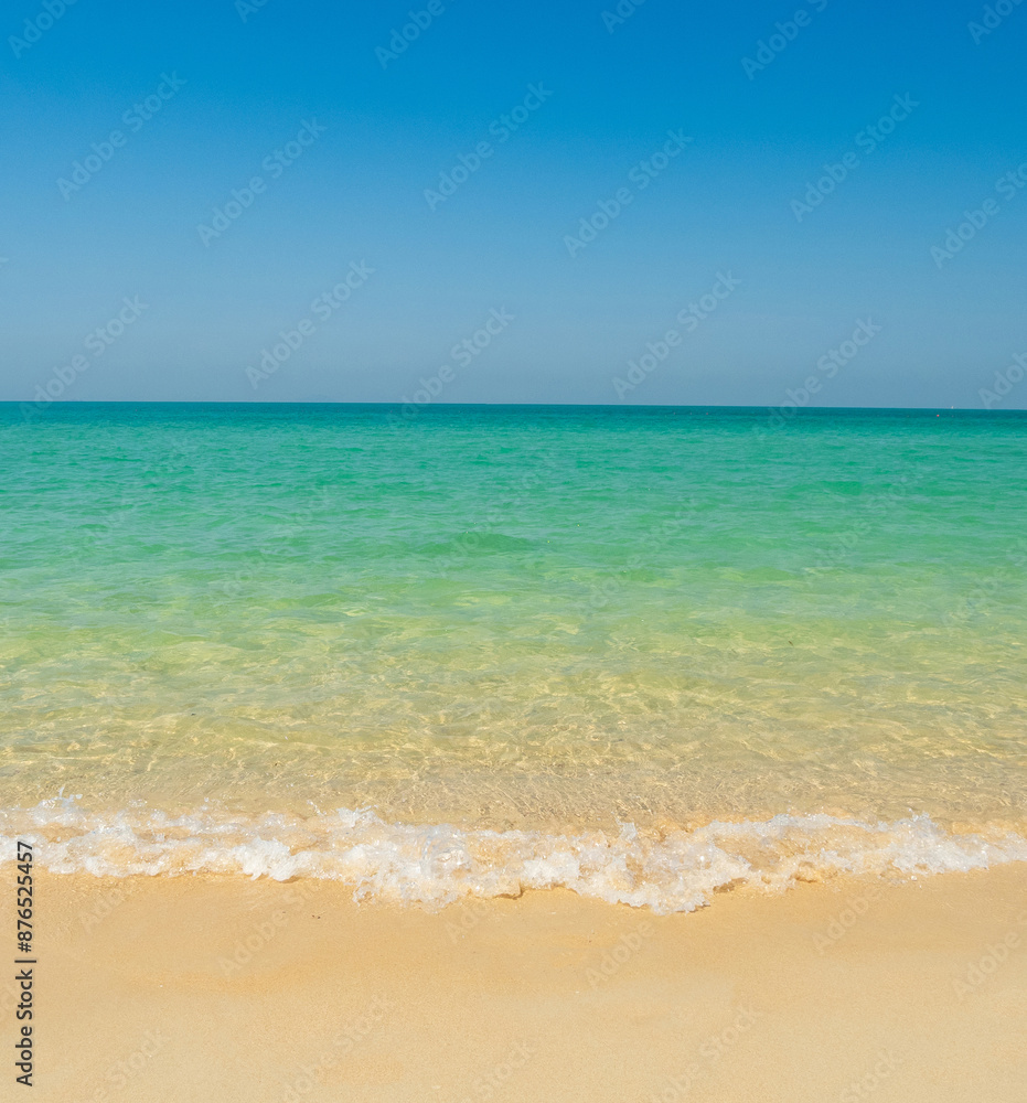 Horizon beautiful landscape summer season panorama front view tropical sea beach white sand clean blue sky background calm nature ocean soft wave water travel at Sai Kaew Beach island sun day time Horizon beautiful landscape summer season panorama front view tropical sea beach white sand clean blue sky background calm nature ocean soft wave water travel at Sai Kaew Beach island sun day time