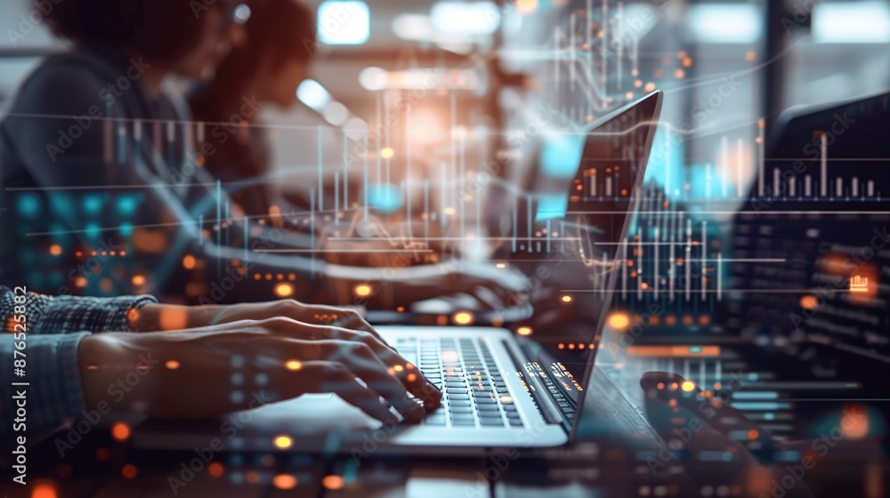 Modern Workspace Evolution: Close-up of Hands Typing on Laptops Symbolizing Technological Integration in Business Modern Workspace Evolution: Close-up of Hands Typing on Laptops Symbolizing Technological Integration in Business