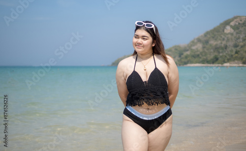Fotografi Woman young asian fat chubby cute beautiful smile happy fun enjoy relax fredom b
