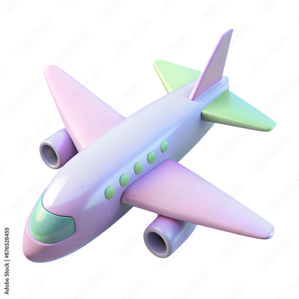 Fototapeta premium Cartoon airplane 3d icon isolated on the transparent background. Vehicles for transportation concept