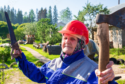 Elderly gardener woman