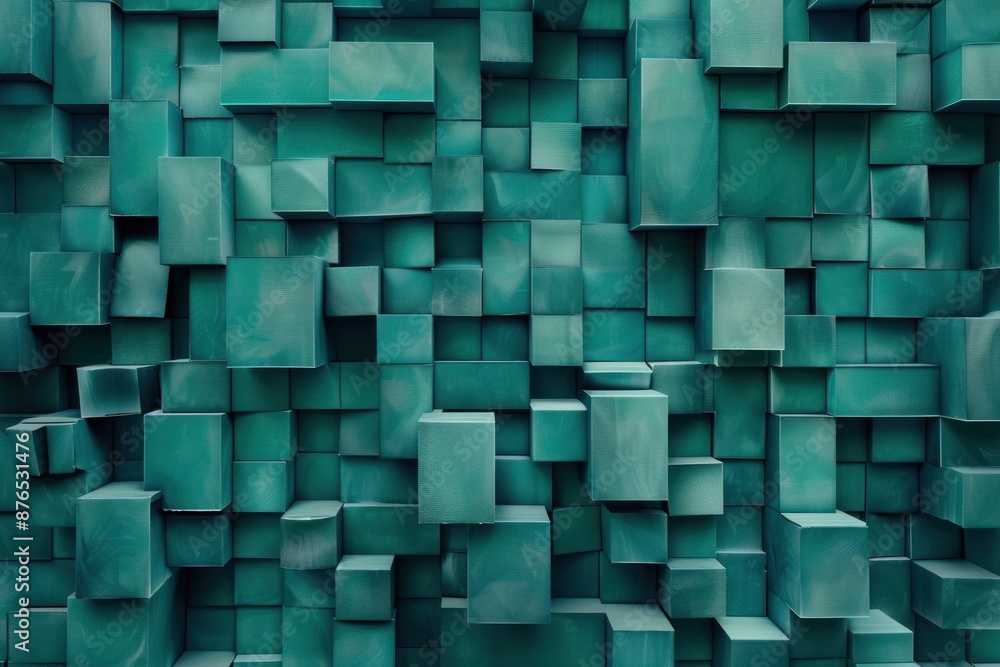 Teal Abstract Cube Pattern Teal Abstract Cube Pattern