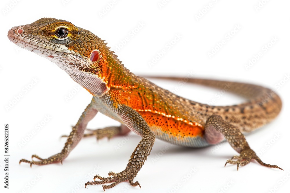 Full body view of Anole , full body shot, full body View, isolated on white background Full body view of Anole , full body shot, full body View, isolated on white background