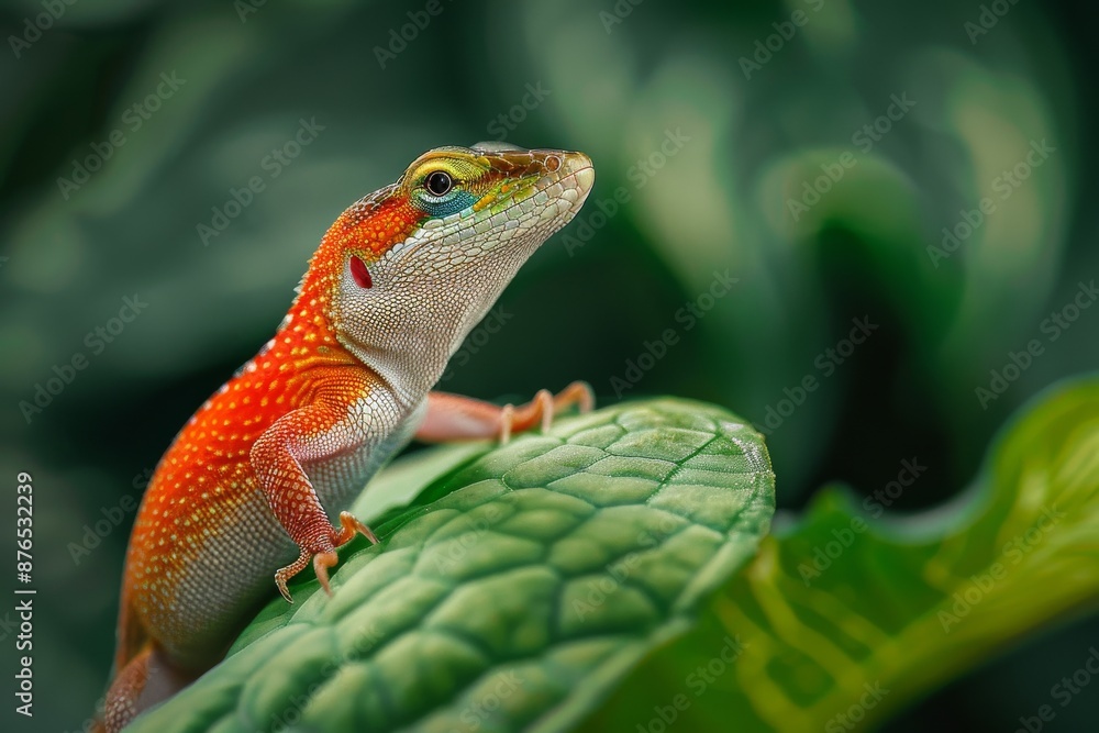 Fototapeta premium Full body view of Anole , in natural habitat, full body shot, full body View