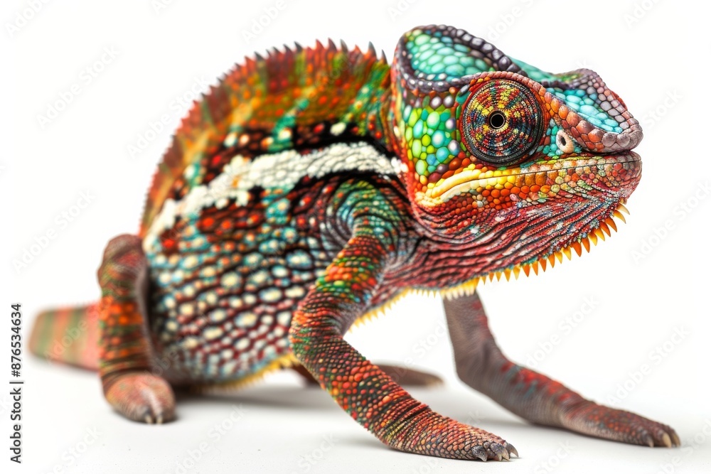 Fototapeta premium Full body view of Chameleon, full body shot, full body View, isolated on white background