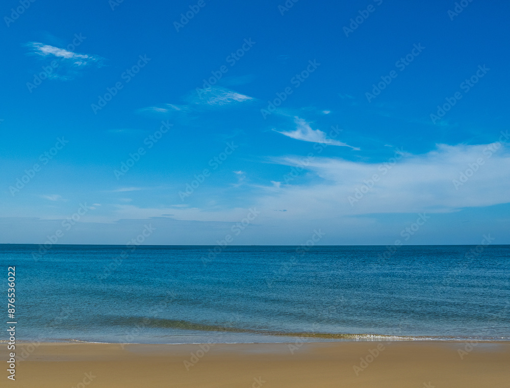 Landscape beautiful summer panorama wide horizon look viewpoint shore open sea beach cloud clean and blue sky background calm nature ocean wave water nobody travel at thailand chonburi sun day time Landscape beautiful summer panorama wide horizon look viewpoint shore open sea beach cloud clean and blue sky background calm nature ocean wave water nobody travel at thailand chonburi sun day time