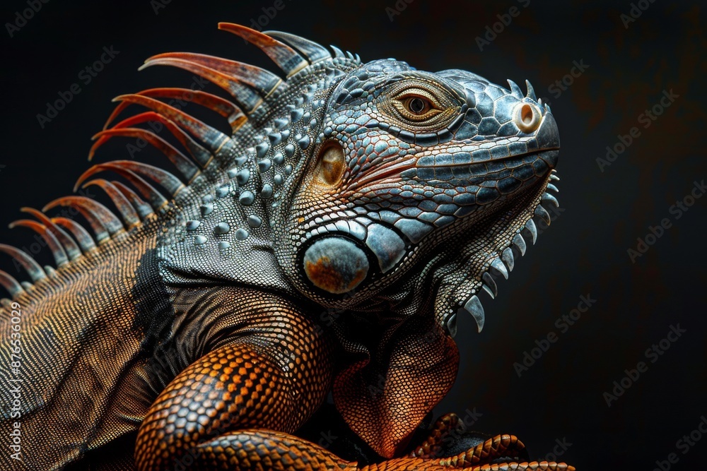 Fototapeta premium Mystic portrait of Iguana, full body view