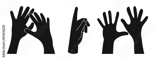 Different hand gestures set. Signs expressed by adults and children