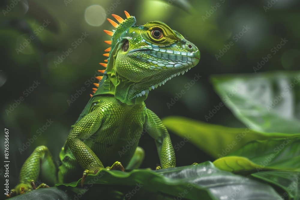 Obraz premium Full body view of Basilisk, in natural habitat, full body shot, full body View