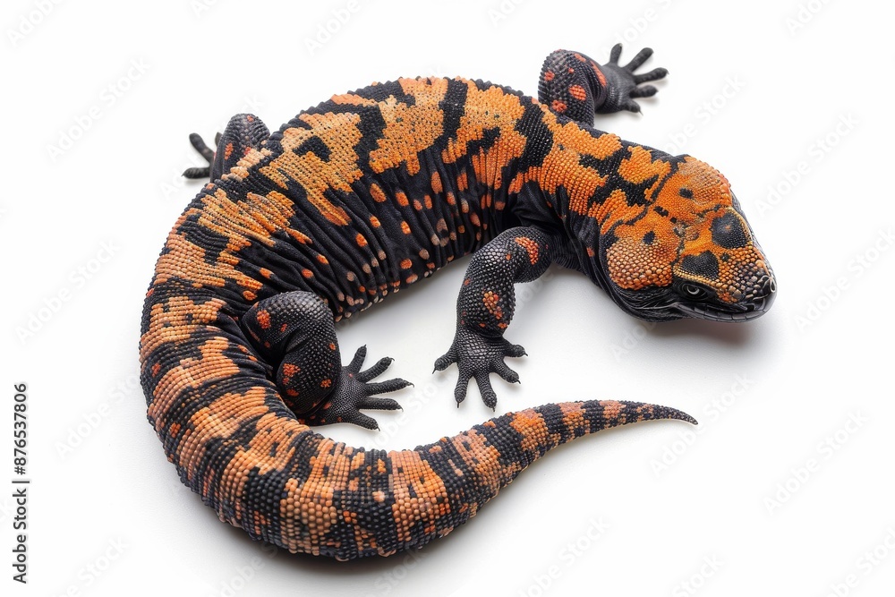 Obraz premium Top view of a Full body a Gila Monster, isolated on white background