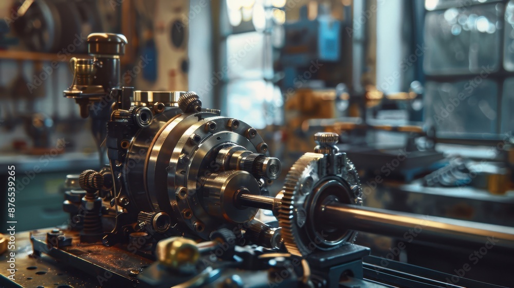 Fototapeta premium Machine Builder's Day. mechanical mechanisms. production. gear mechanism,