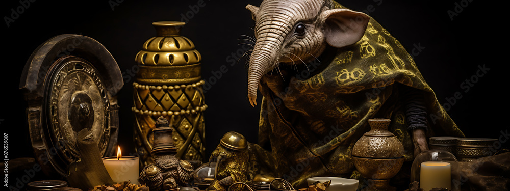 Mystical creature with gold and brown accents, a captivating fantasy illustration.
Mystical creature with gold and brown accents, a captivating fantasy illustration.