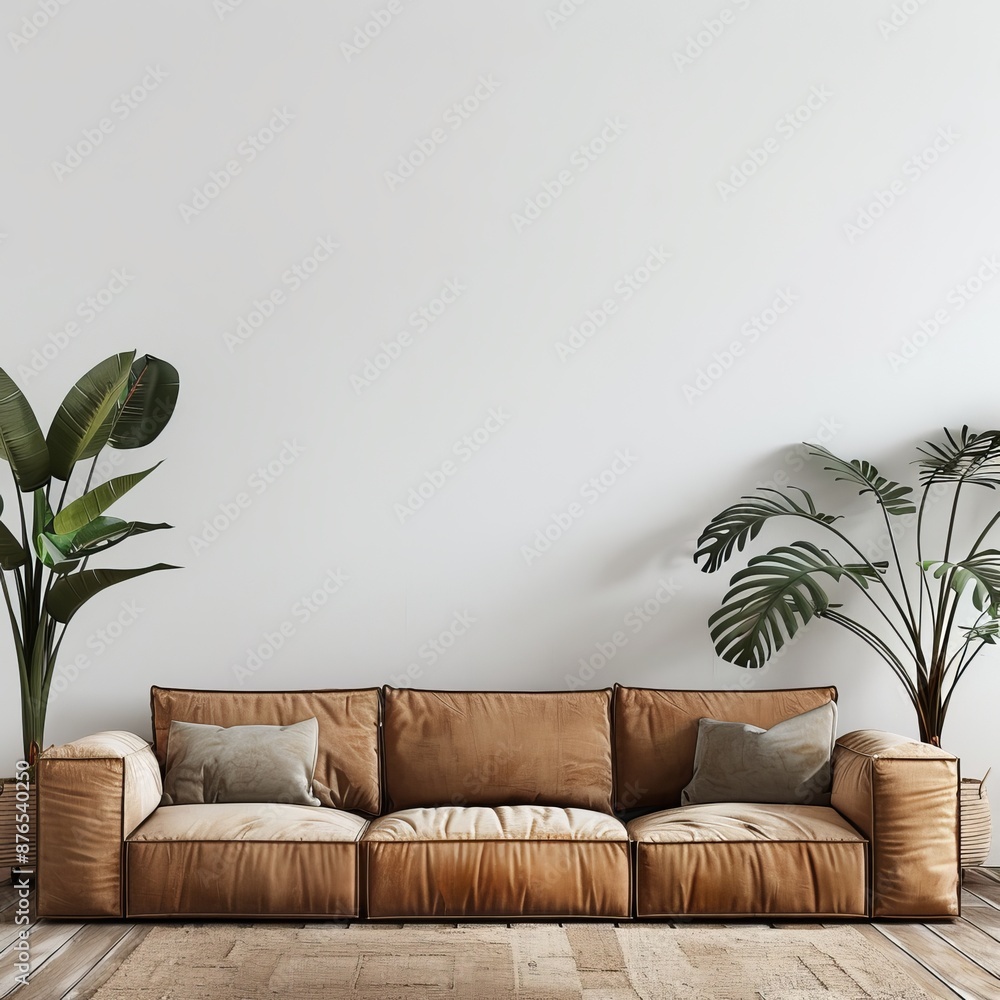 modern living room with sofa in front of the empty wall modern living room with sofa in front of the empty wall