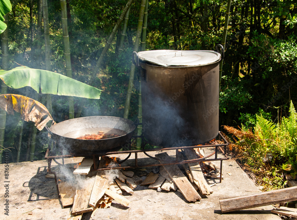 Chicken stew, typical Colombian dish baked in a wood oven