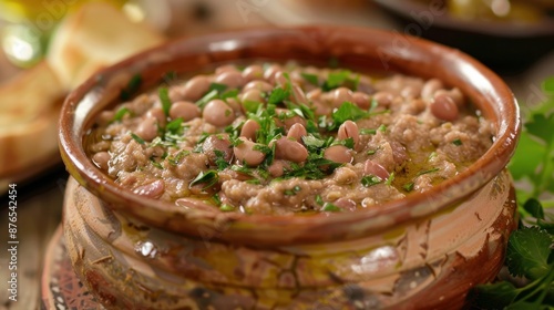 Foul Medames, a popular Middle Eastern dish, is a dip made with fava beans. It is a traditional Egyptian food