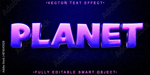 Purple Planet Cartoon Vector Fully Editable Smart Object Text Effect