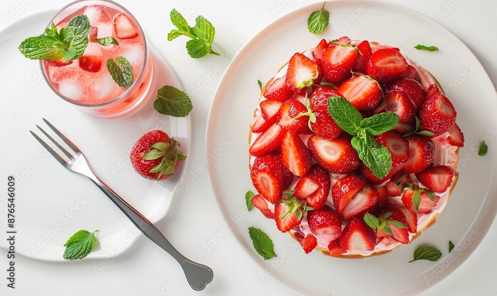 Sweet Bread Cake Topped with Strawberries with Tropical Fruit Decoration Sprinkles Generate AI Sweet Bread Cake Topped with Strawberries with Tropical Fruit Decoration Sprinkles Generate AI