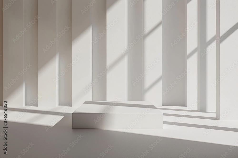 Fototapeta premium Minimalist White Platform with Light and Shadow