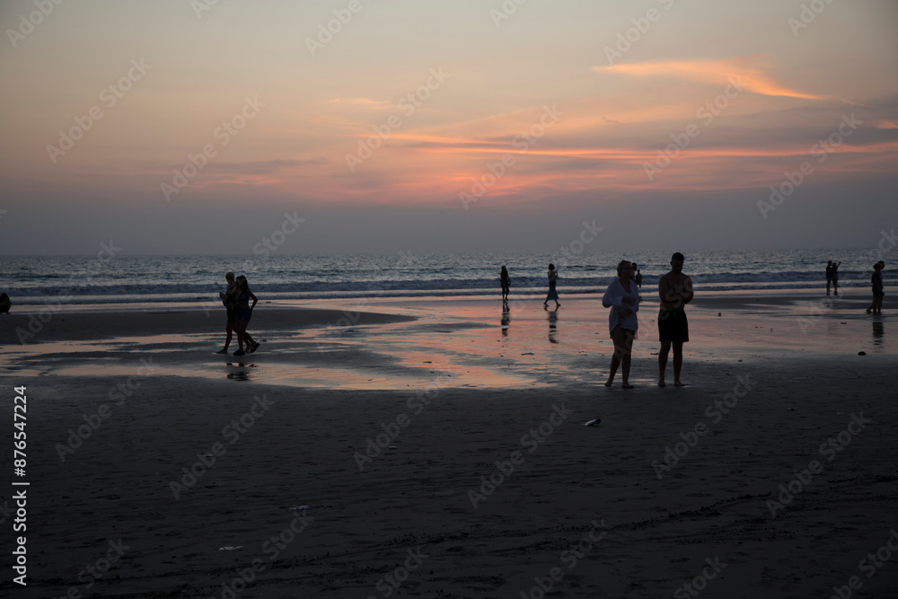 Beautiful view of Seminyak beach at sunset in Bali, Indonesia