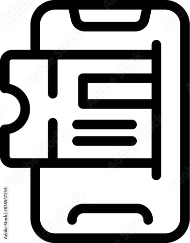 Icon of a smartphone displaying an online ticket, symbolizing modern event entry and digital ticketing systems