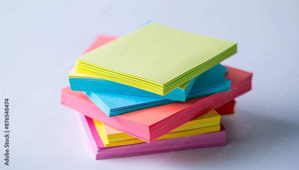 Stack of colorful sticky notes in pink, blue, yellow, and green vibrant and playful office supplies bright and organized Stack of colorful sticky notes in pink, blue, yellow, and green vibrant and playful office supplies bright and organized