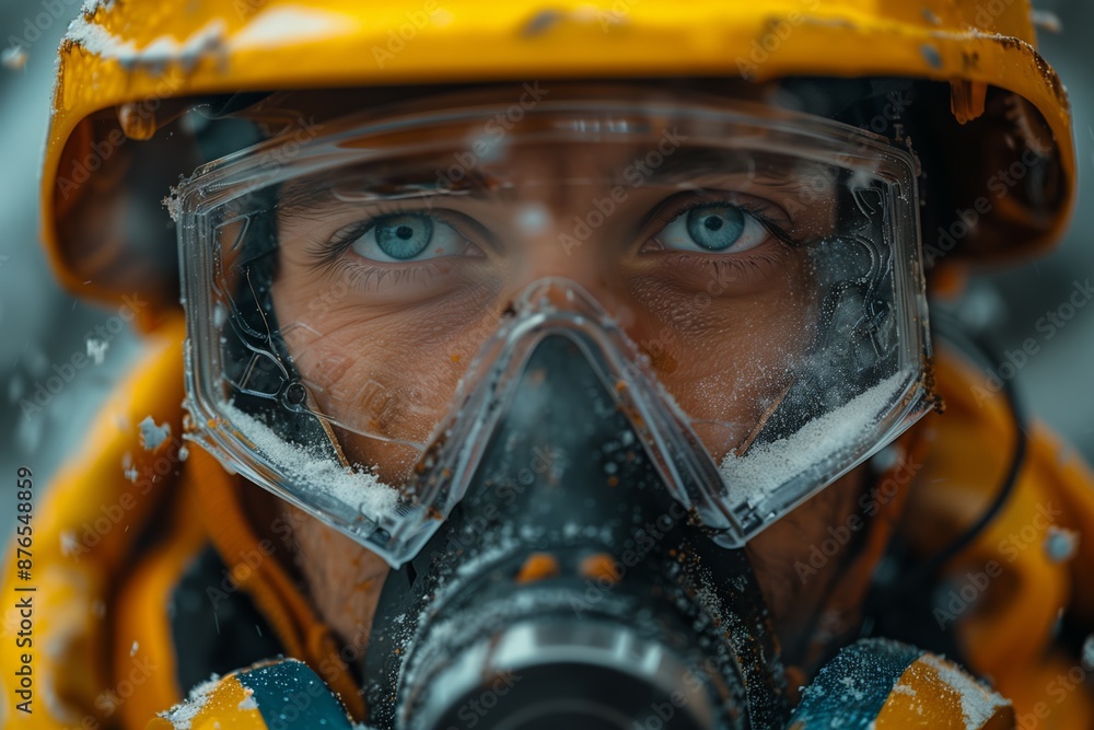 Fototapeta premium Construction Worker in Dusty Environment