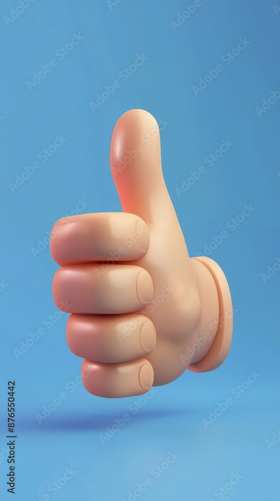 3D cartoon thumb up hand gesture isolated on blue background Hand thumb up or like sign Vector 3d illustration 3D cartoon thumb up hand gesture isolated on blue background Hand thumb up or like sign Vector 3d illustration