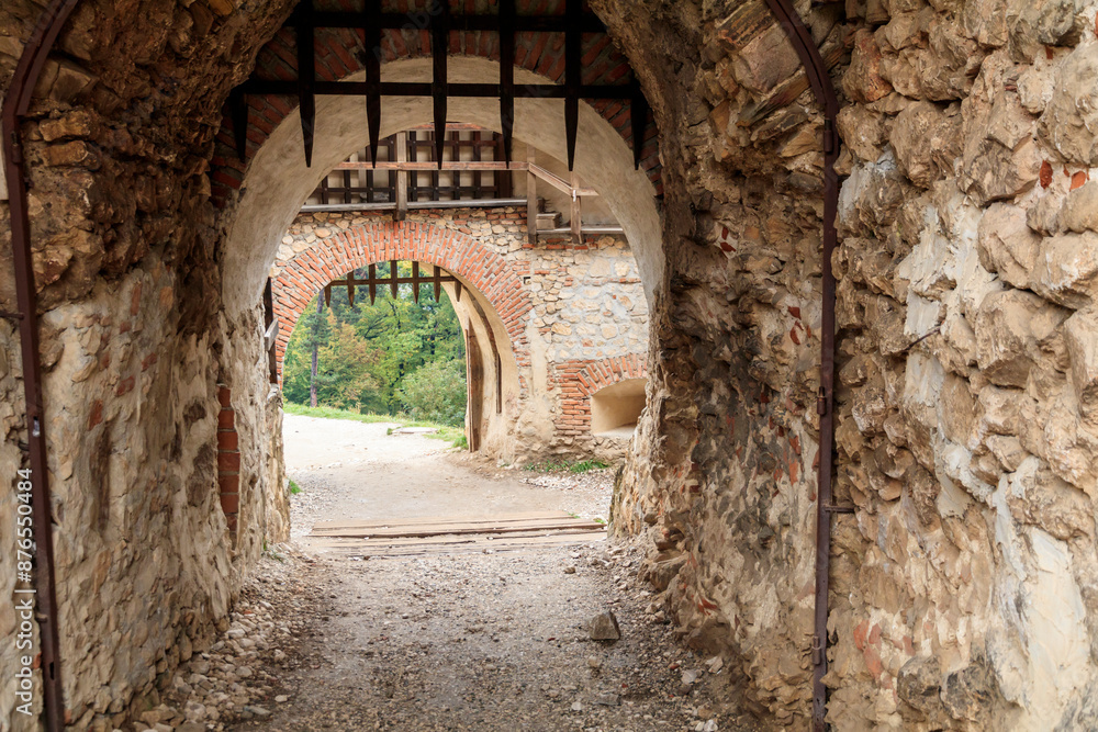 Obraz premium Europe, Romania. Rasnov Citadel arched entrance.