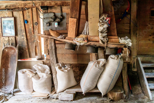 Europe, Romania, Viscri. Inside a Grist mill operation. photo