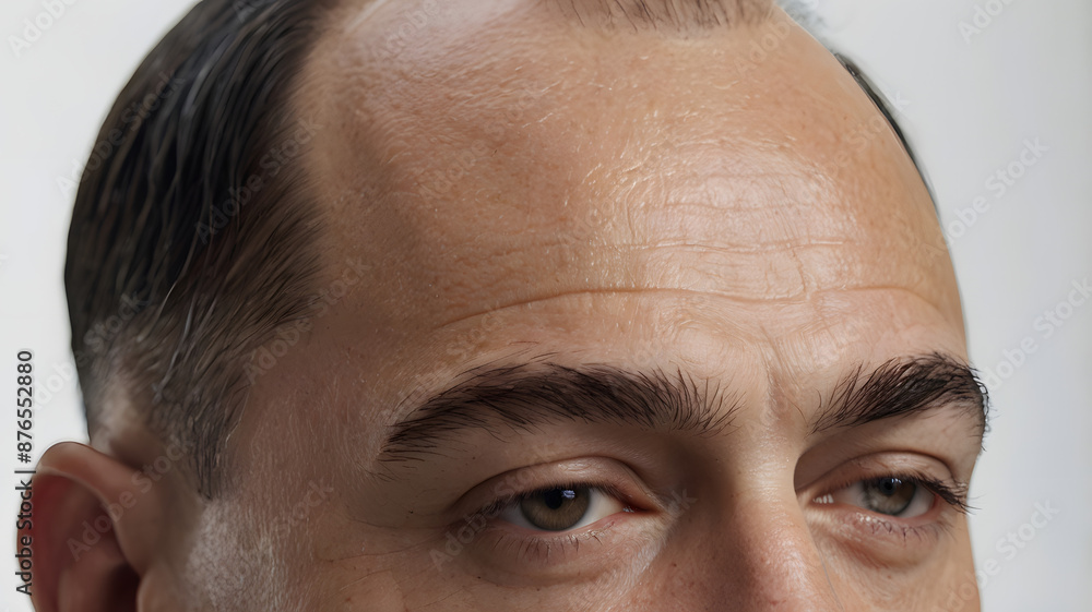 Close-up of forehead lines of a middle-aged man who has not had Botox Close-up of forehead lines of a middle-aged man who has not had Botox