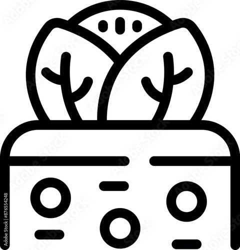 Icon of a plant growing in a smart farm, being monitored with technology for optimal growth