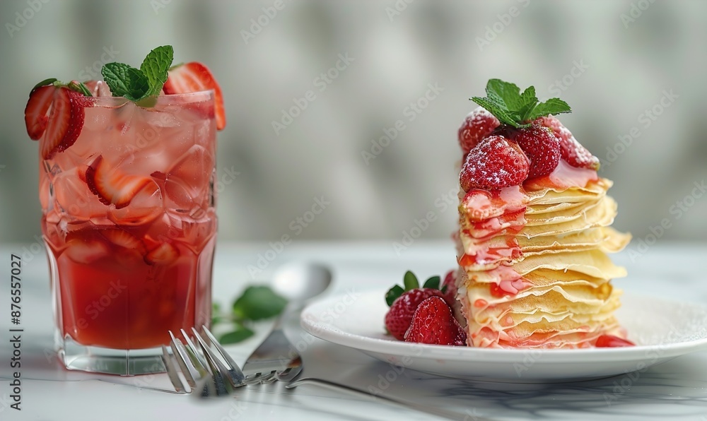 Sweet Bread Cake Topped with Strawberries with Tropical Fruit Decoration Sprinkles Generate AI Sweet Bread Cake Topped with Strawberries with Tropical Fruit Decoration Sprinkles Generate AI