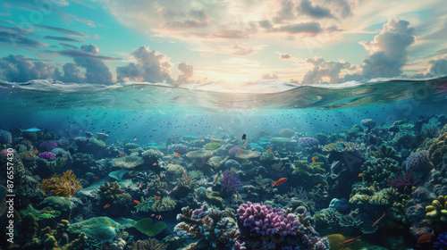 World Sea Day, Illustrate the role of healthy oceans in maintaining global biodiversity and climate stability by contributing to conservation efforts