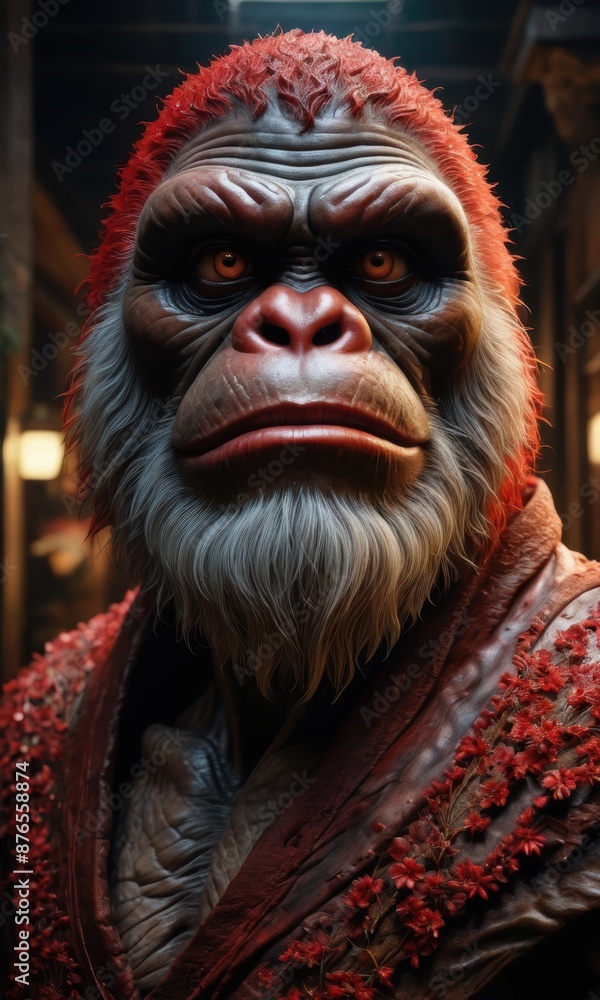 Red Hairy Gorilla with Flowers Red Hairy Gorilla with Flowers