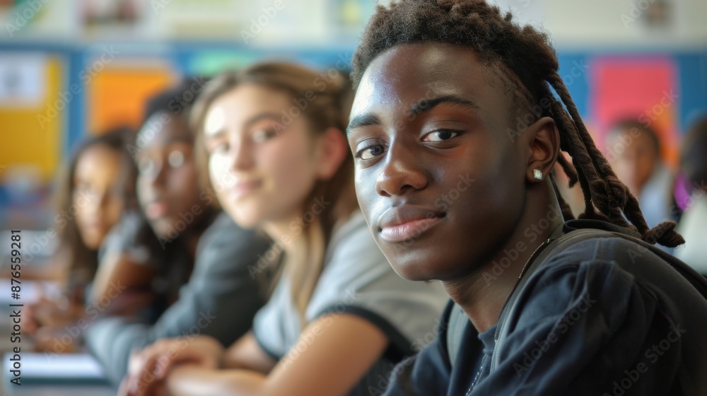 A diverse group of students paying attention and participating actively in a classroom setting, emphasizing collaborative learning and engagement during a school session. A diverse group of students paying attention and participating actively in a classroom setting, emphasizing collaborative learning and engagement during a school session.