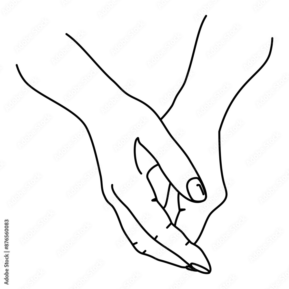 Two hands clasped together in line art vector Two hands clasped together in line art vector