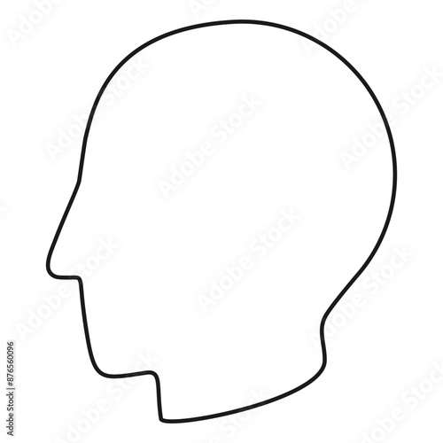 Simple outline of a human head in profile or side on view in vector