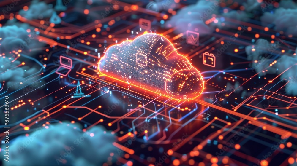 Cloud connection devices access and digital storage in data centers via cloud technology Cloud connection devices access and digital storage in data centers via cloud technology