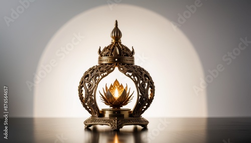 Ornate Gold Lotus Candle Holder.