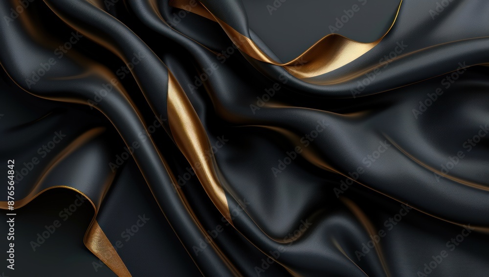 Fototapeta premium Abstract Draped Black and Gold Fabric