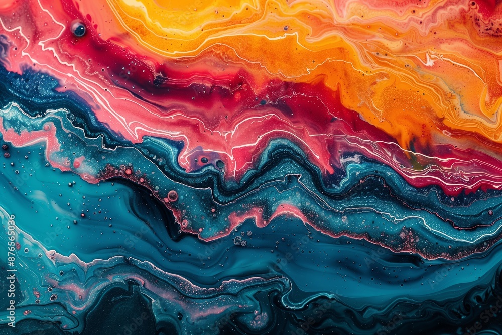 Abstract Swirls of Orange, Red, and Blue Paint Abstract Swirls of Orange, Red, and Blue Paint