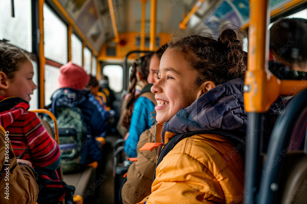 Obraz premium childrens riding a bus