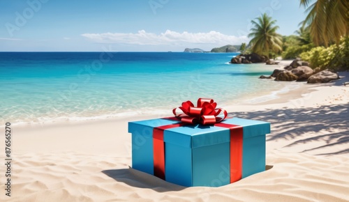 Gift box on a sandy beach  © Unnamed  Bird