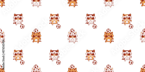 cat seamless pattern kitten football soccer ball sport vector neko munchkin pet cartoon doodle tile background gift wrapping paper repeat wallpaper illustration isolated design